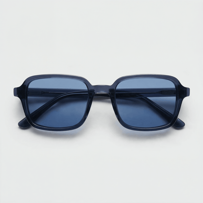 Gafas de sol de pasta Atlas Azul Cobalto cerradas — montura de pasta y acetato