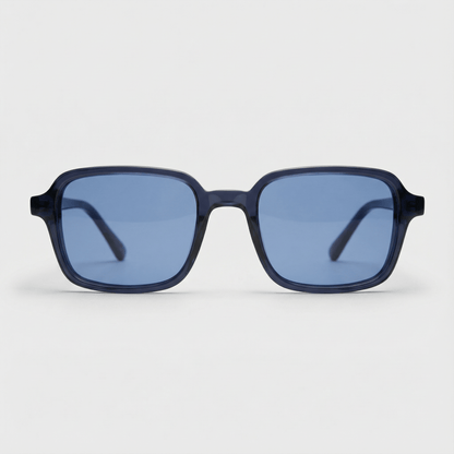 Gafas de sol de pasta Atlas Azul Cobalto rectangulares, vista frontal