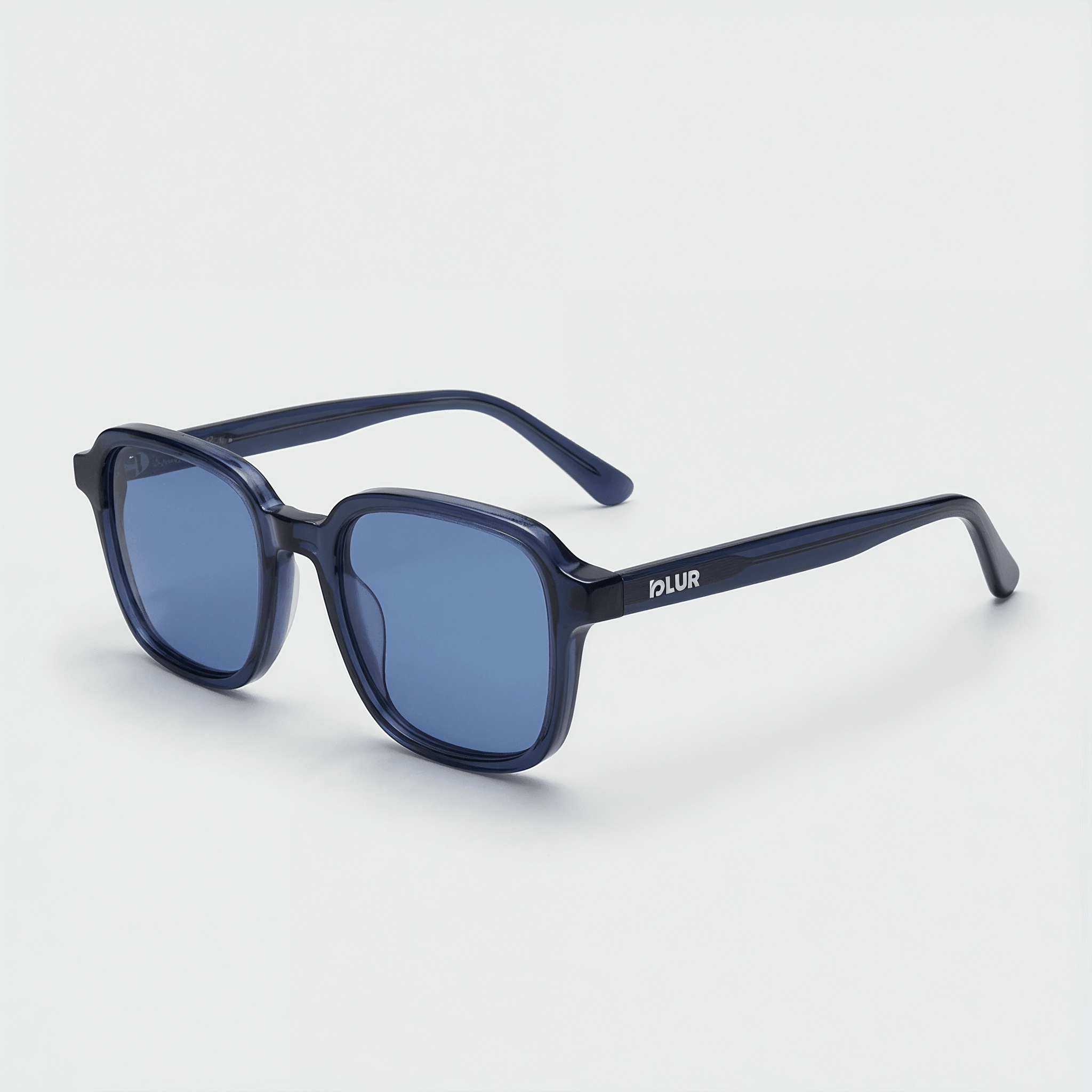 Gafas de sol de pasta Atlas Azul Cobalto rectangulares, vista en tres cuartos