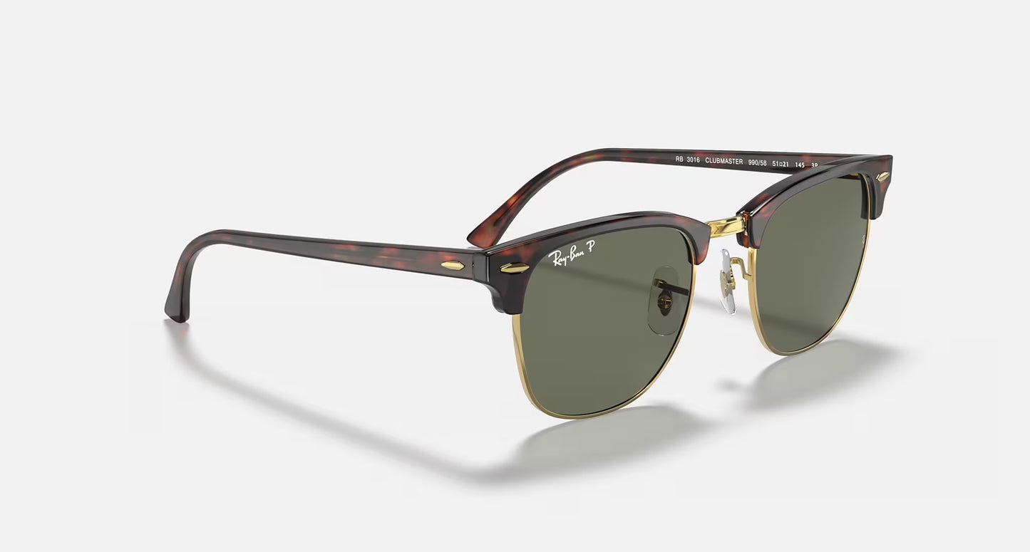 Gafas de sol Ray-Ban Clubmaster 3016 con montura semi al aire en marrón carey y detalles metálicos, estilo retro y sofisticado